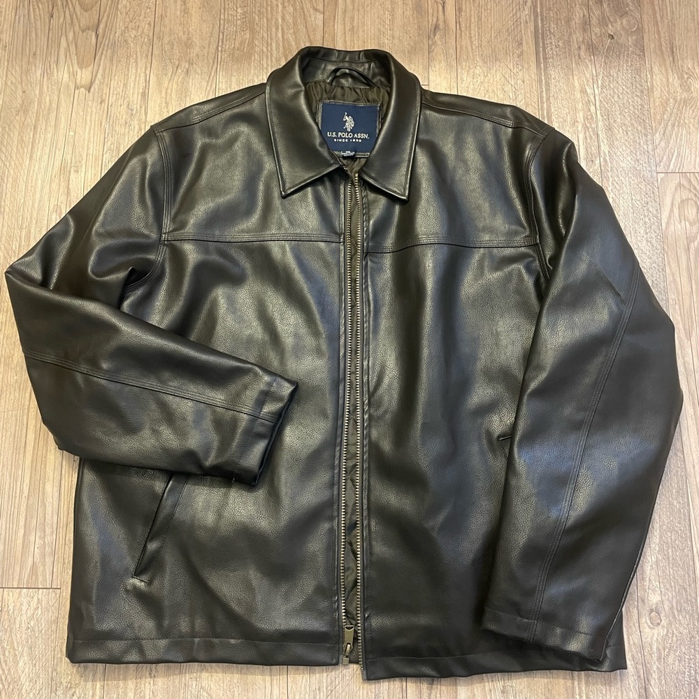 U.S POLO ASSN. Since 1990 Men’s Size XXL Brown  Vinyl Jacket